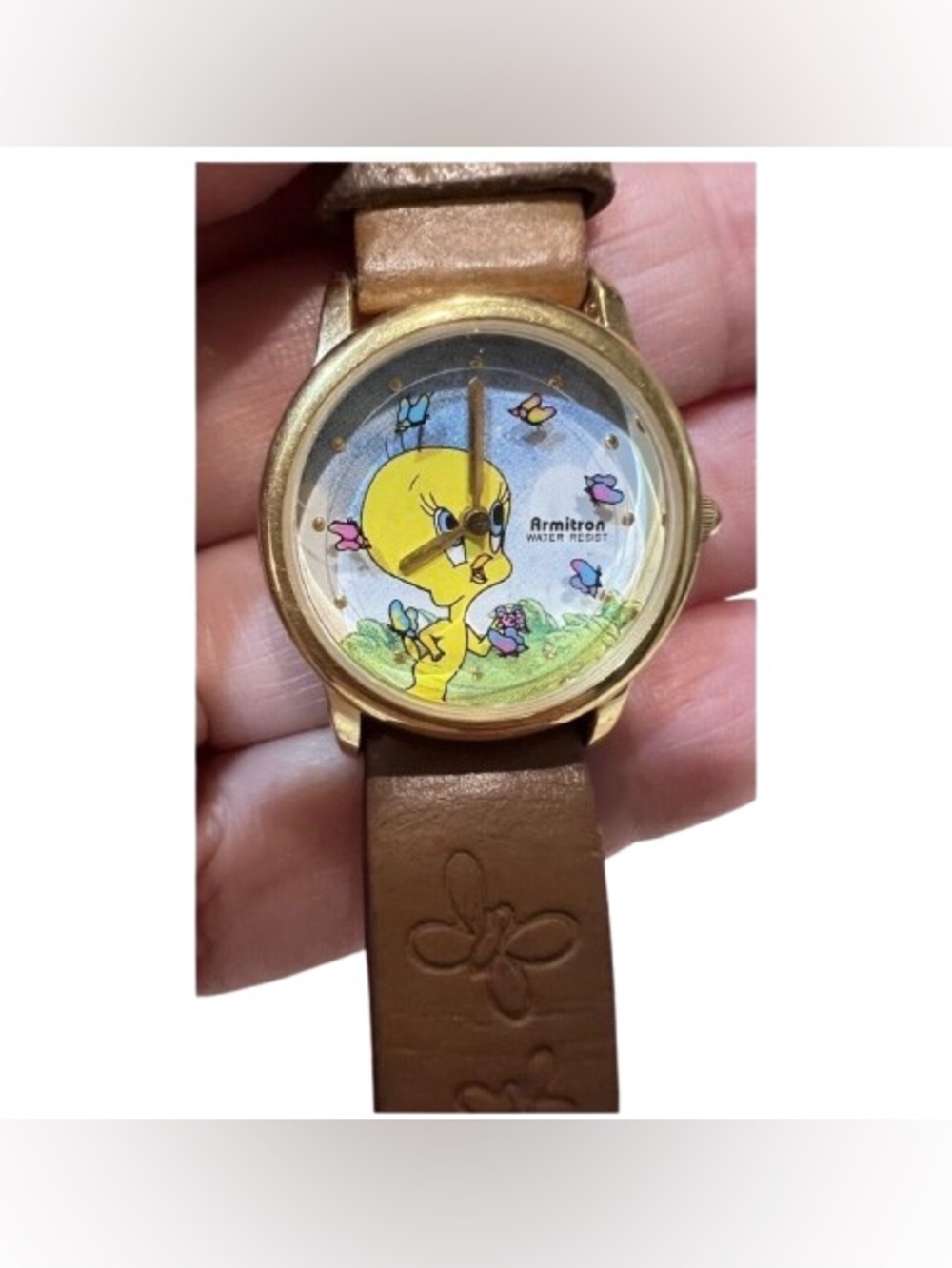 Tweety Bird Rotating Butterflies Watch 341 * WORKS Armitron 1997 Warner Bros